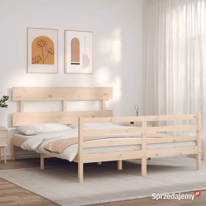 Rama łóżka z wezgłowiem lite drewno 160x200 mazowieckie Warszawa
