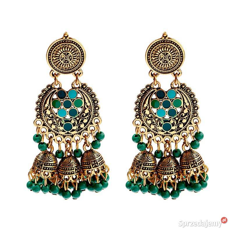 Nowe kolczyki indyjskie jhumki złoty kolor Szczecin