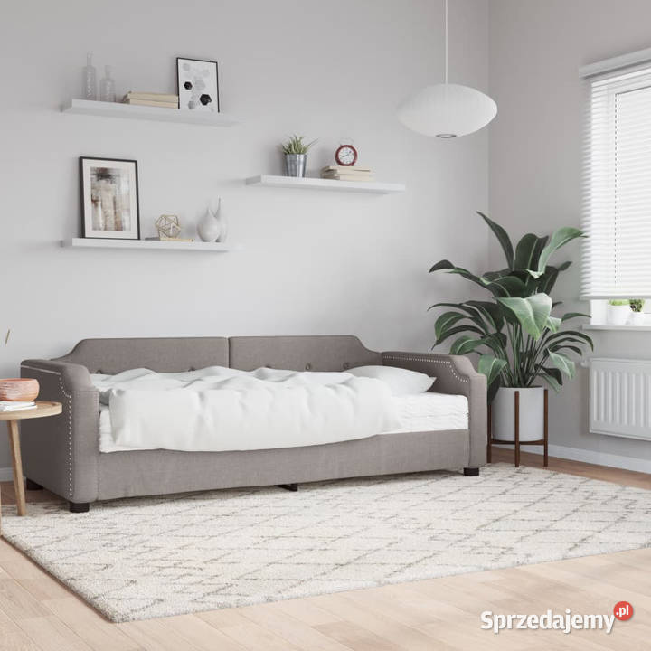 Sofa z materacem do spania kolor taupe tkanina Warszawa