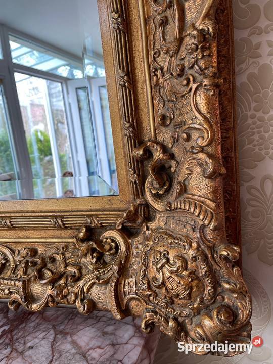 Stare wielkie kryształowe lustro na drewnie dolnośląskie Bystrzyca Kłodzka