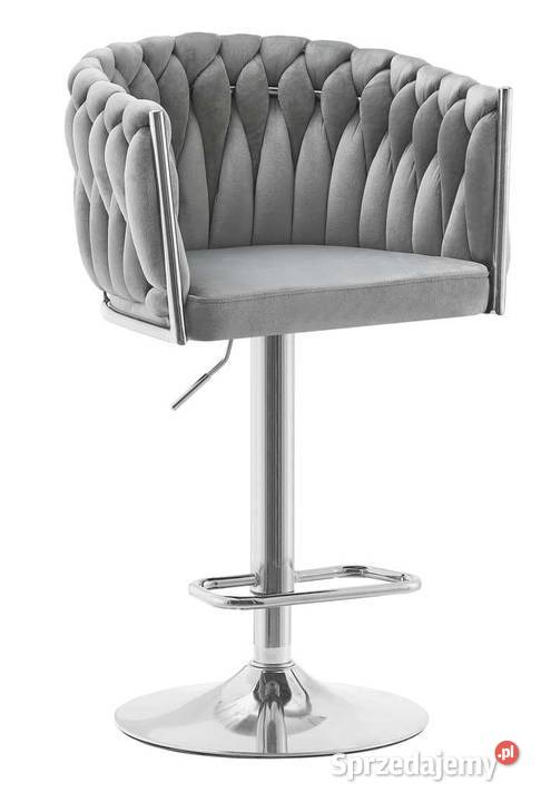 Obrotowy Hoker Tapicerowany Rosa Chrom Szary 45cm