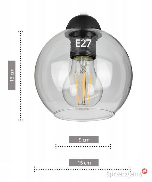 Szklana Lampa Wisząca Sufitowa Żyrandol KULA Choroszcz