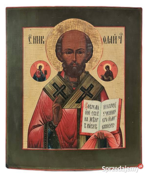 Ikona Święty Mikołaj z Miry Cudotwórca XIXw 0261 Warszawa