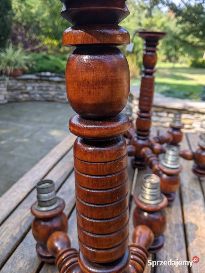 Żyrandol drewniany retro duży 6ramienny mazowieckie Warszawa