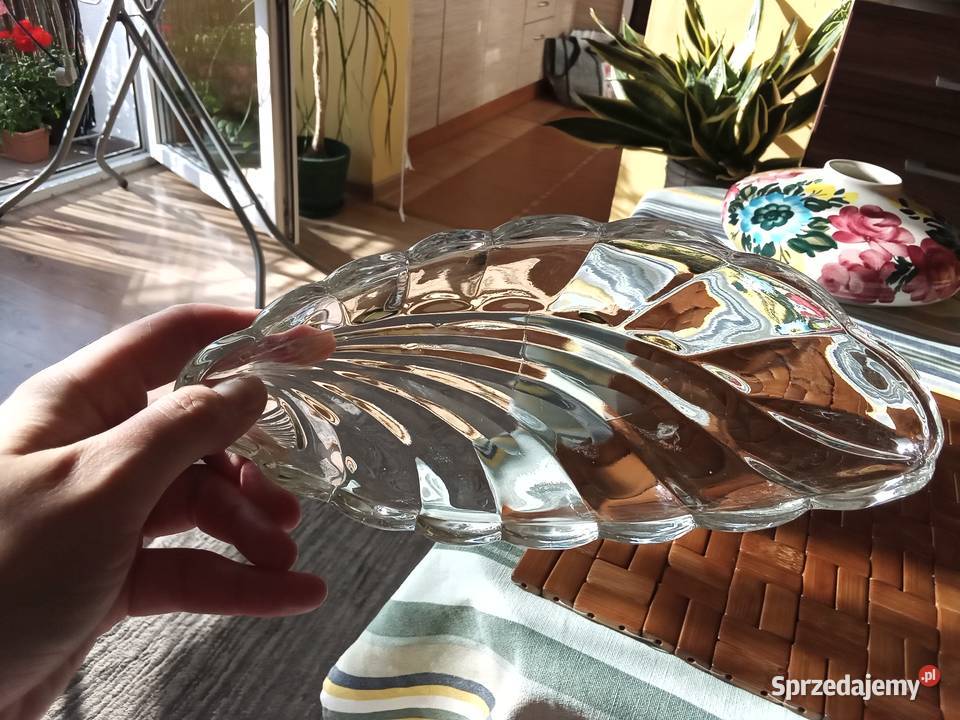 Prl śledziarka art deco szkło mała Ząbkowice przezroczysty Łódź