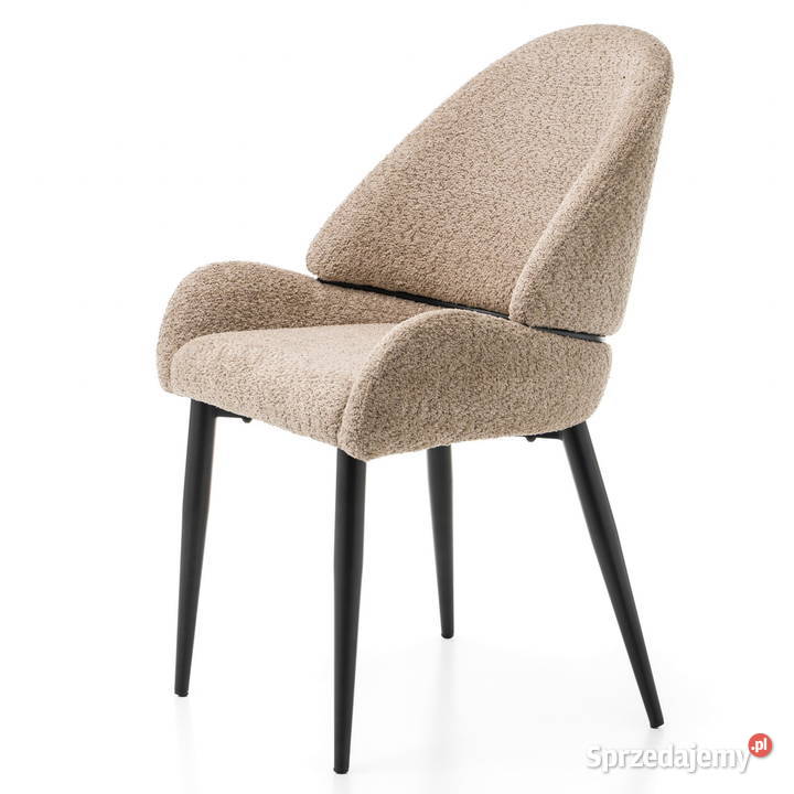 Krzesło Tapicerowane Bergamo Boucle Ciemnobeżowe Tarchały Małe