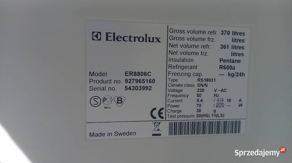 Lodówka sklepowa Elektrolux wielkopolskie Kórnik
