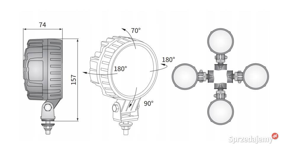 LAMPA ROBOCZA LED 1224V Z KRATKĄ 2000LM nieuszkodzony Trzciana