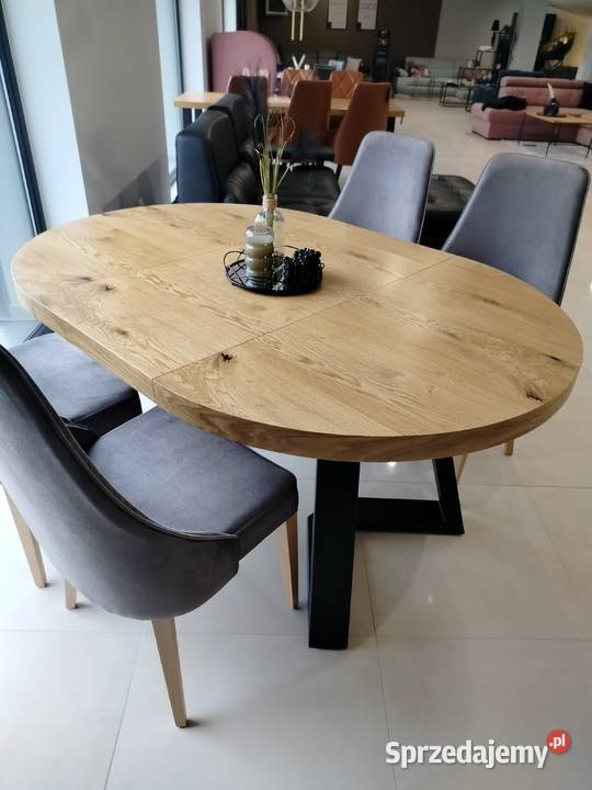 Stół OKRĄGŁY Dębowy 110 ROZKŁADANY z Sękami Opole