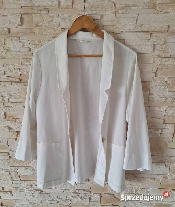 Biała marynarka żakiet z kieszeniami 40 classy Bez wzoru Marynarki i żakiety Kraków