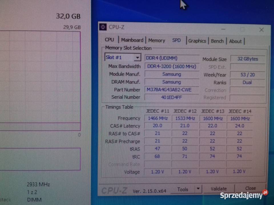 Samsung DDR4 32GB PC4 3200MHz 2933Mbps 12V kujawsko-pomorskie Bydgoszcz