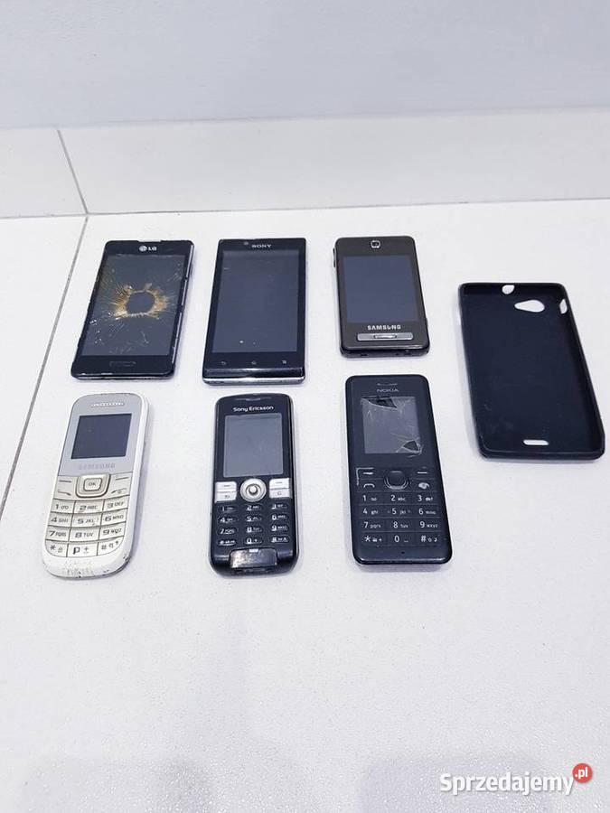 Zestaw starych uszkodzonych telefonów na części Dąbrowa Górnicza