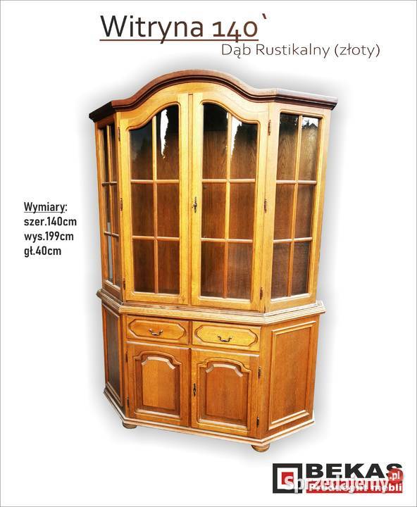 Stylowa Klasyczna Witryna 140 Dębowa Śliczna Dąb 198cm Pozostałe
