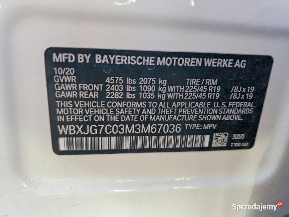 2020 BMW X1 SDRIVE28I uszkodzony Częstochowa