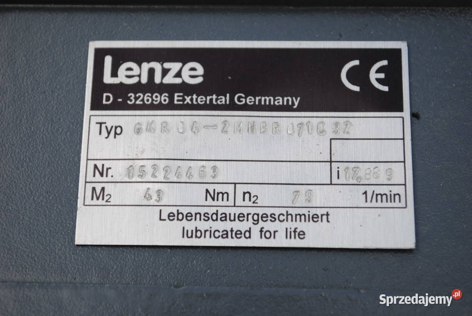 Motoreduktor kątowy 037kw 79obrmin LENZE lubuskie Kargowa