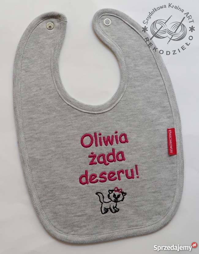 ŚLINIAK Z HAFTEM imię dziecka PREZENT na Toruń