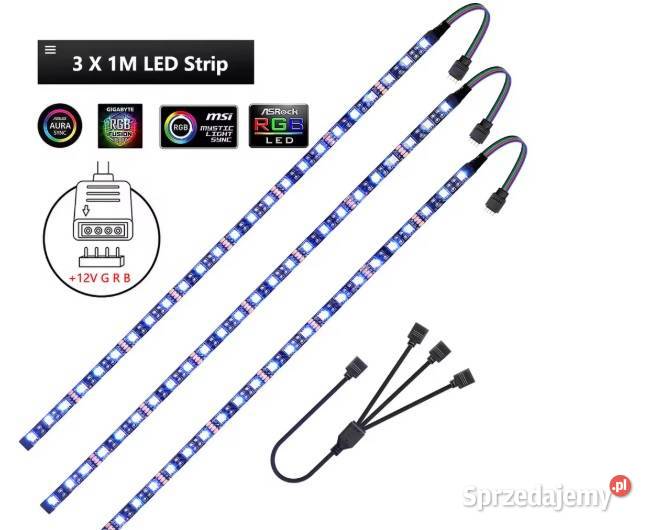 LED RGB 12V 4pin 1m 3x oświetlenie płyt głównych Bydgoszcz