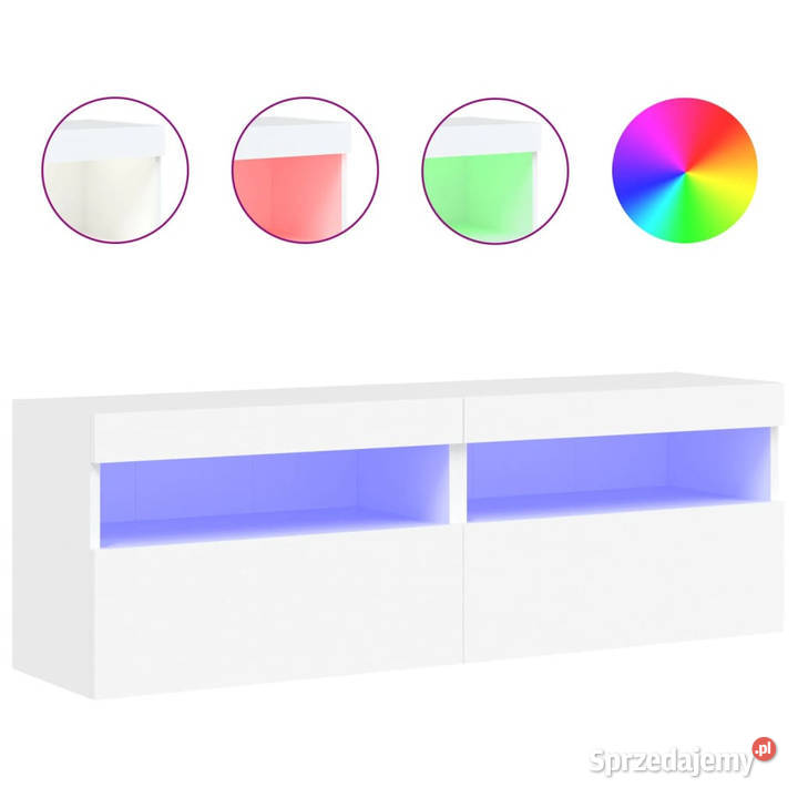 Ścienne szafki TV z LED 2 białe 60x30x40 Warszawa