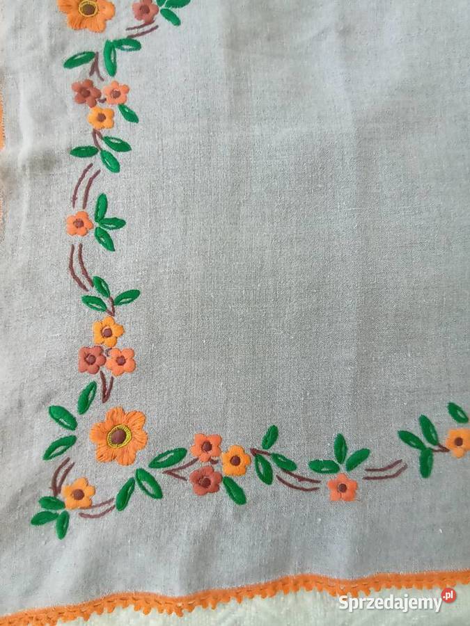 obrus ręczny haft bogaty bławatkowy cudny na wielokolorowy Obrusy i serwety Gdańsk