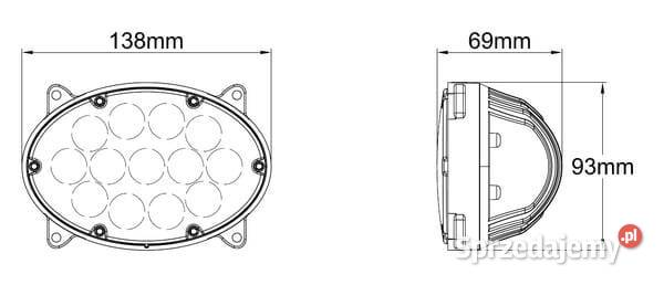 Lampa robocza LED owalna 39W 3500lm 1030V Oświetlenie Kamionna
