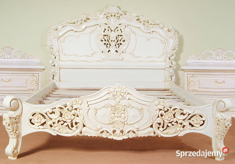 Nowe stylowe łóżko białe 180x200 cm barok rokoko 78247