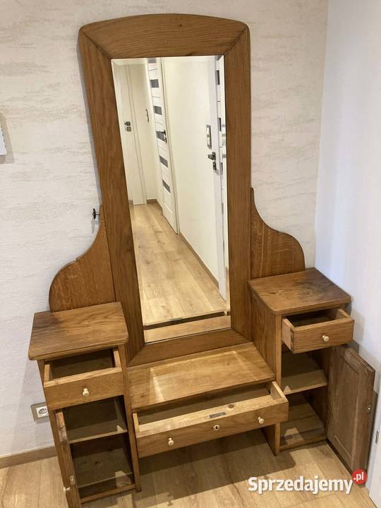 Komoda dębowa z lustrem 124cm Kredensy i witryny Tarnów