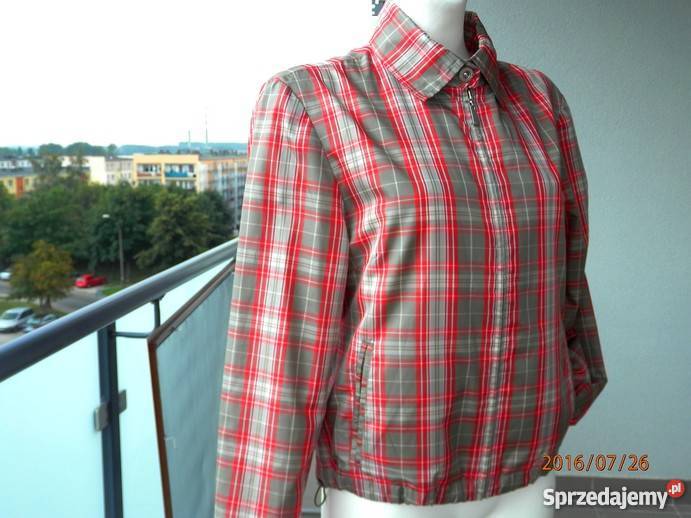 Kurtka Esprit Przeciwdeszczowa Kratka Szaro czerwony Łomża