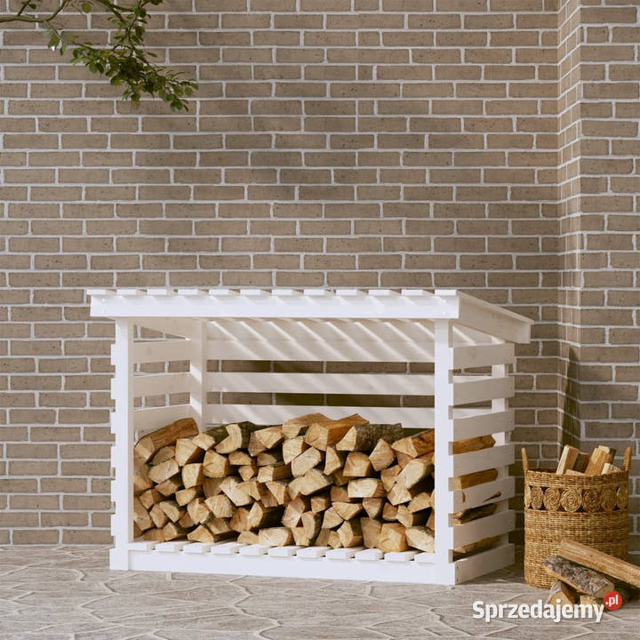 Stojak na drewno biały 108x73x79 lite drewno Warszawa