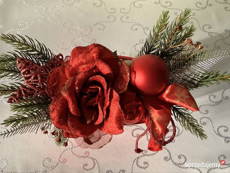 Stroik Bożonarodzeniowy Czerwony z Różami i Czerwionka-Leszczyny
