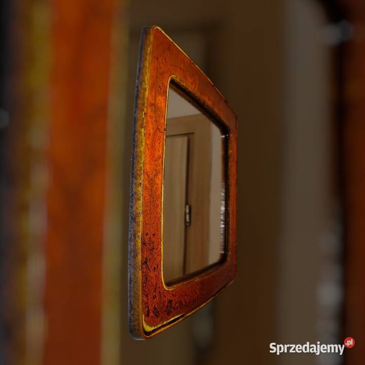 Lustro lata 60 ceramika szkliwiona 42 x 42 Kalisz