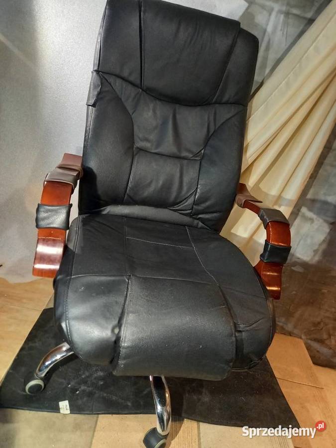 Fotel obrotowy biurowy czarny skóra Grójec