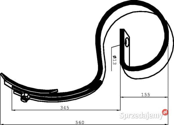Ząb sprężynowy 45x10x560 mm z redliczką 192215N Kamionna