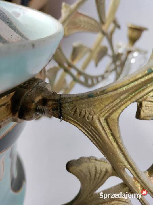 Lampa majolika wisząca klosz świeczki z polowy Szczecin