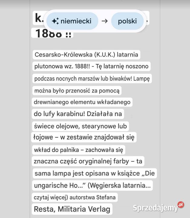 Latarnia wiejskie model 1888 Kuk Austro Węgry Grójec sprzedam