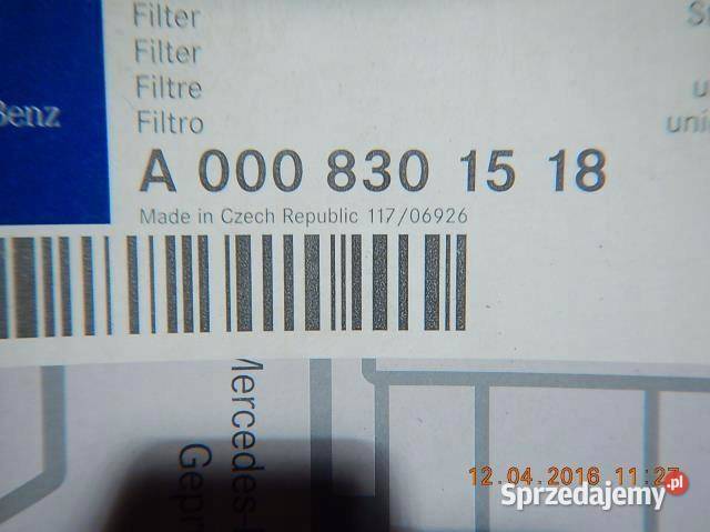 FILTR KABINOWY MERCEDES ACTROS 942 A0008301518 ciężarowe lubelskie sprzedam