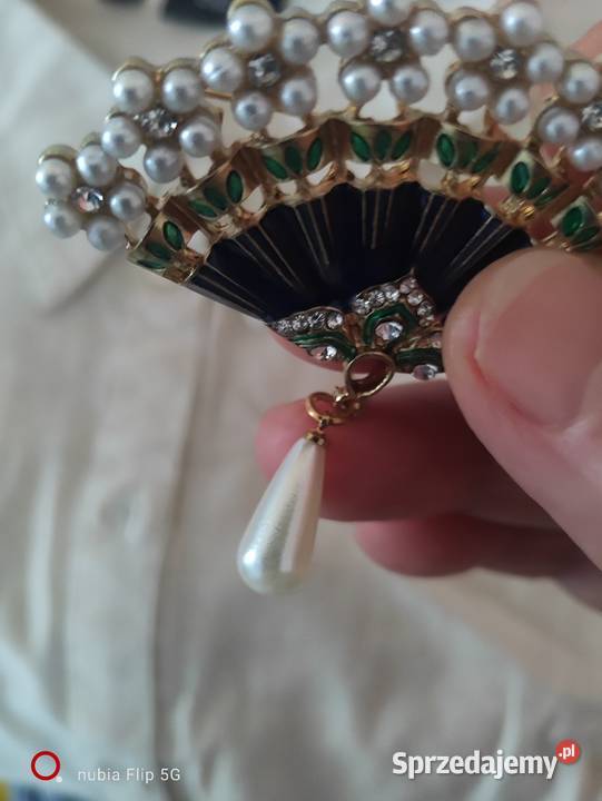 Broszka wachlarz z perłą Broszki Ruciane-Nida