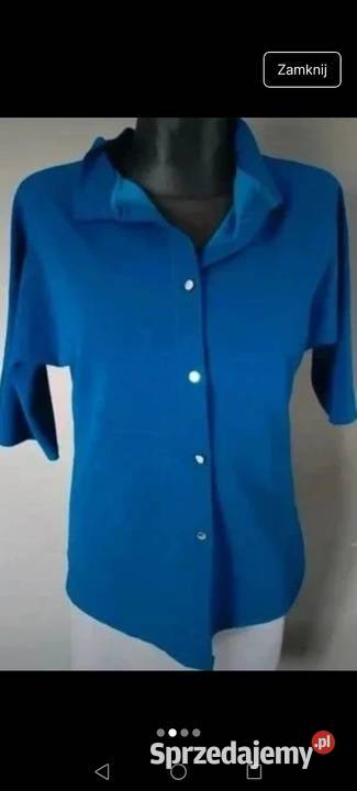 Bluzka granatowa krótki rękaw elegancka