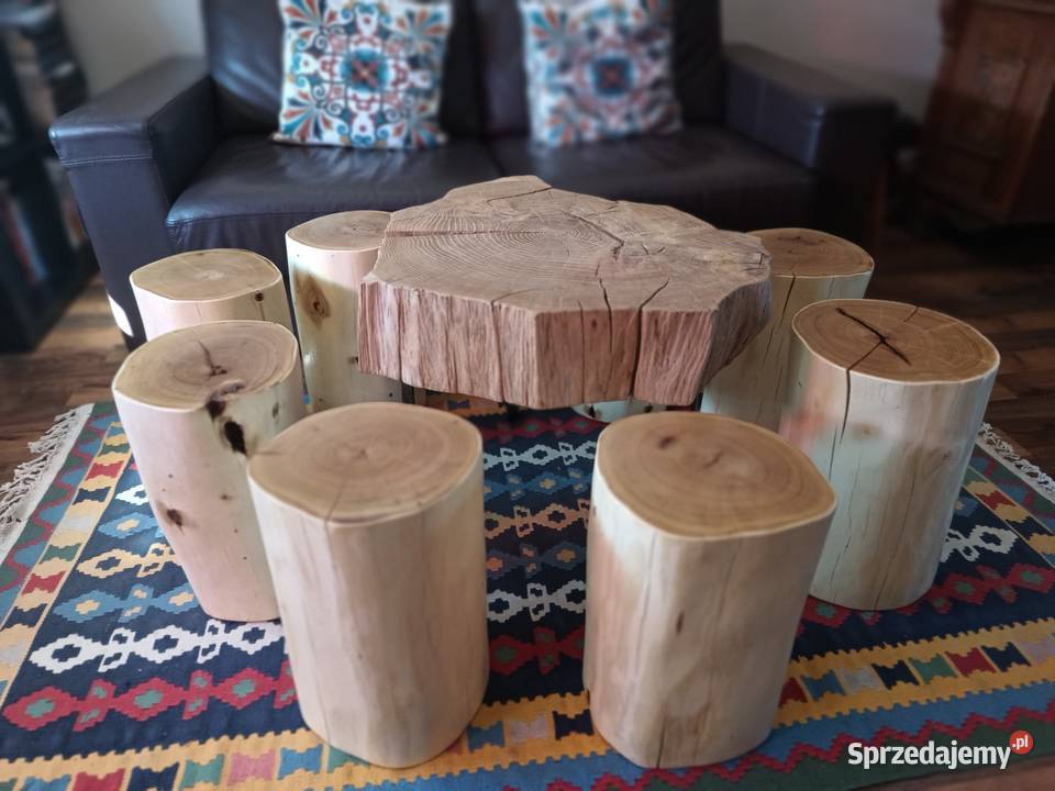Stołek akacjowy z pnia 38cm Trzciel
