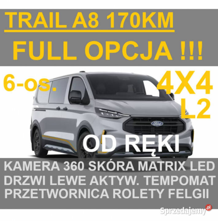 Ford Transit Custom Trail 170 4x4 Full 6osob podgrzewane fotele Szczecinek sprzedam