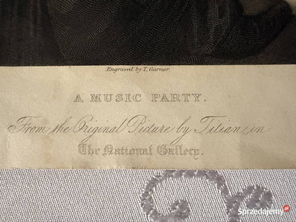 Antyczna rycina staloryt 1835 A Music Party Czerwionka-Leszczyny sprzedam