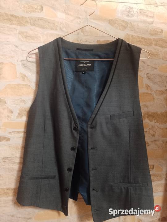 M RIVER ISLAND Szaro granatowa kamizelka Kraków