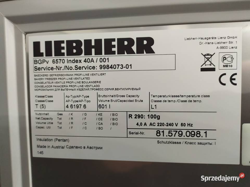 Zamrażarka gastronomiczna piekarnicza Liebherr