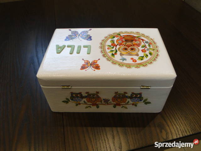 Sowa Mądra Głowa sówki duży kuferek decoupage Bochnia