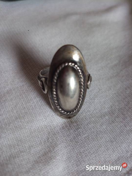 Stary polski srebrny pierścionek punca glowka3 Nowy Sącz
