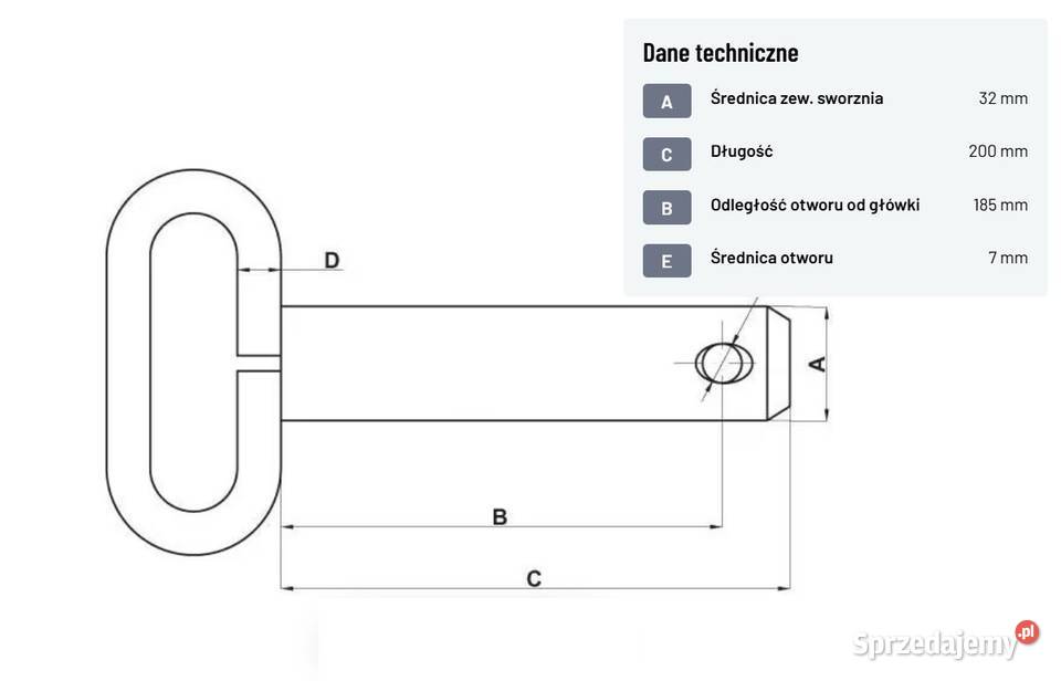 Z532183KR Sworzeń z uchwytem 32x185 mm Kramp Pozostałe