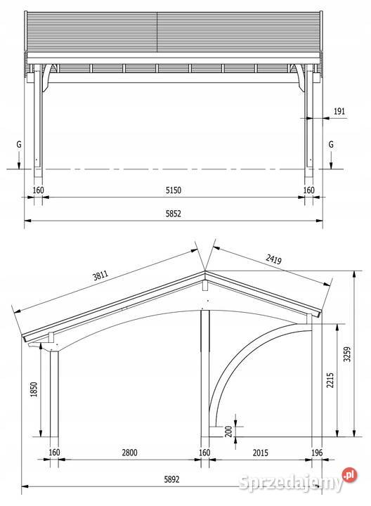Drewniana dwustanowiskowa wiata garażowa Altany i wiaty Mrągowo