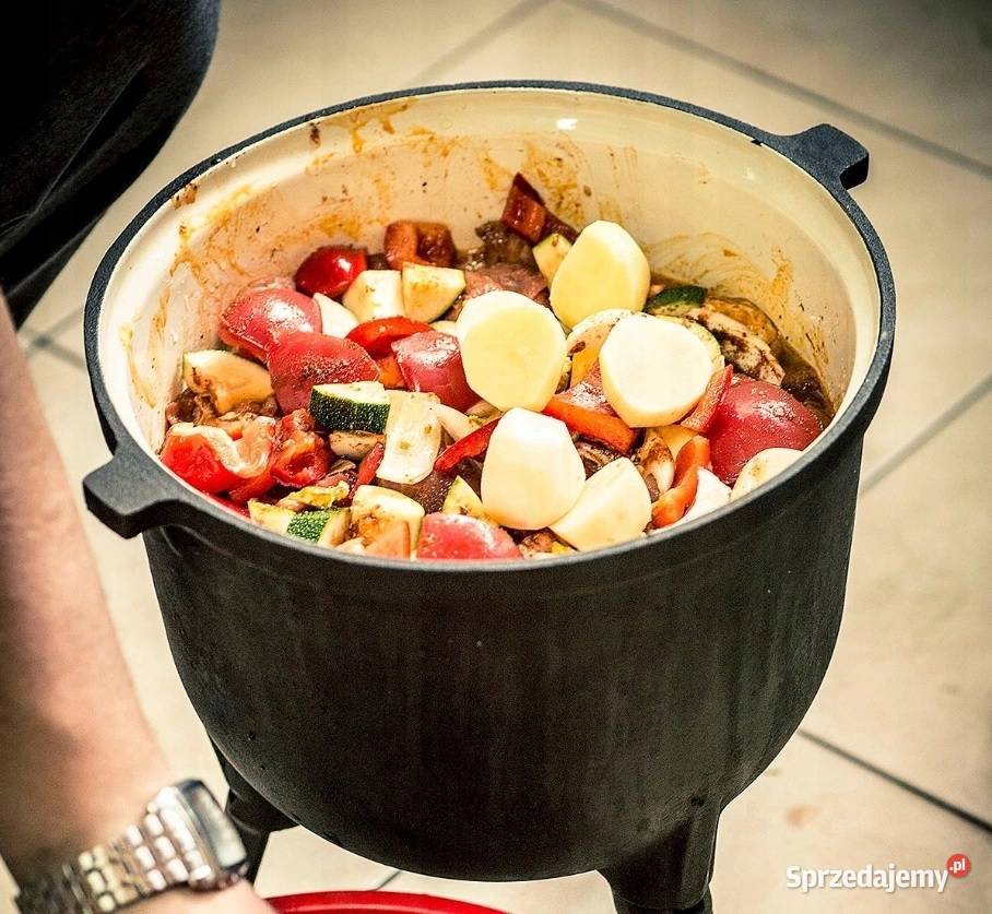 Kociołek myśliwski EMALIOWANY garnek żeliwny 10l Skawina