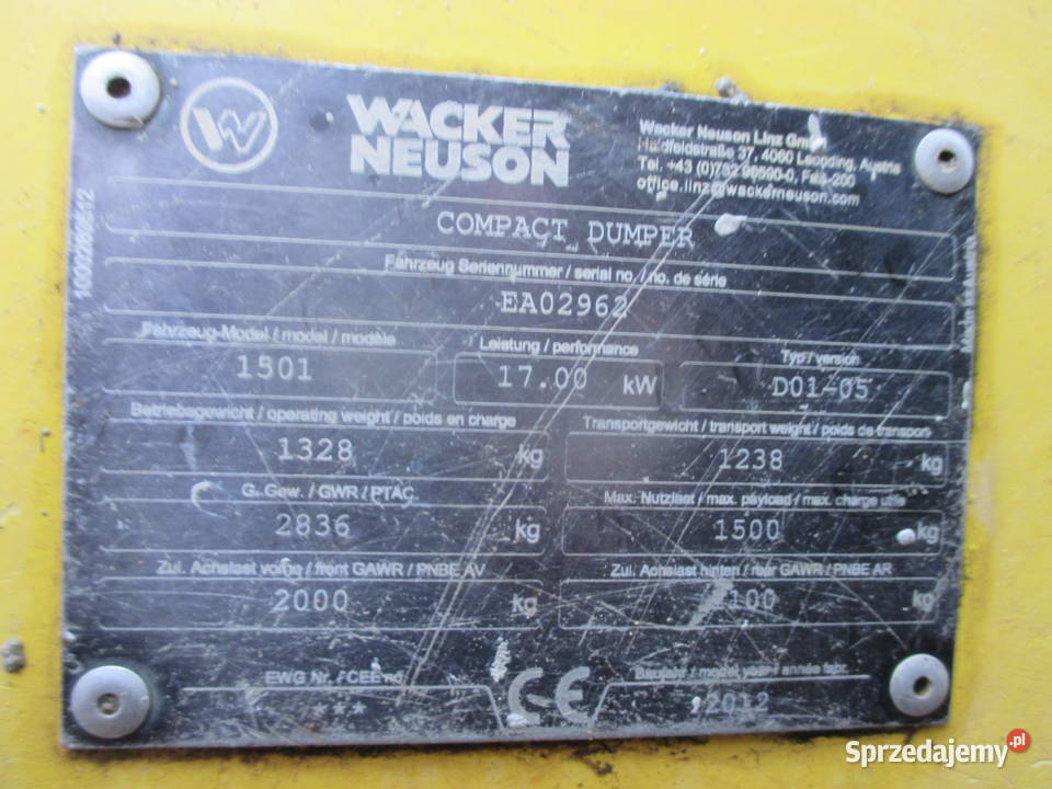 Wozidło budowlane Wacker Neuson 1501 15 t Pleszew