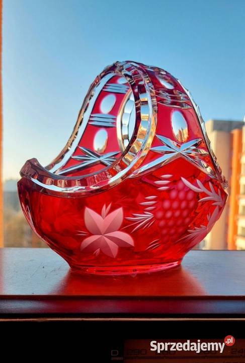 Piękny koszyk kryształowy PRL Wrocław