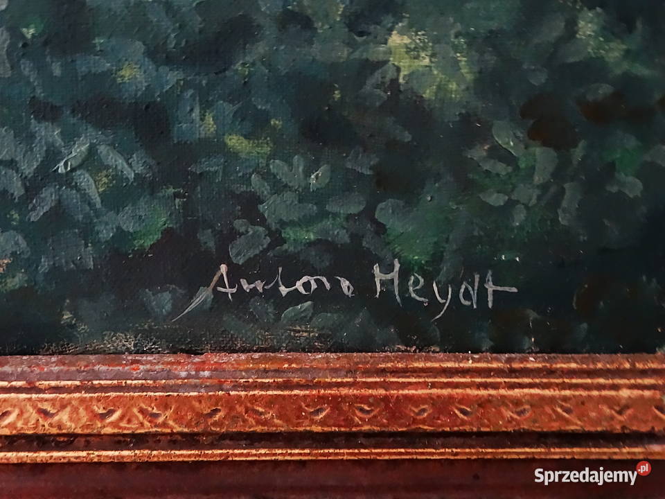Obraz olejny na płótnie Antone Heydt 1880 pejzaż sprzedam